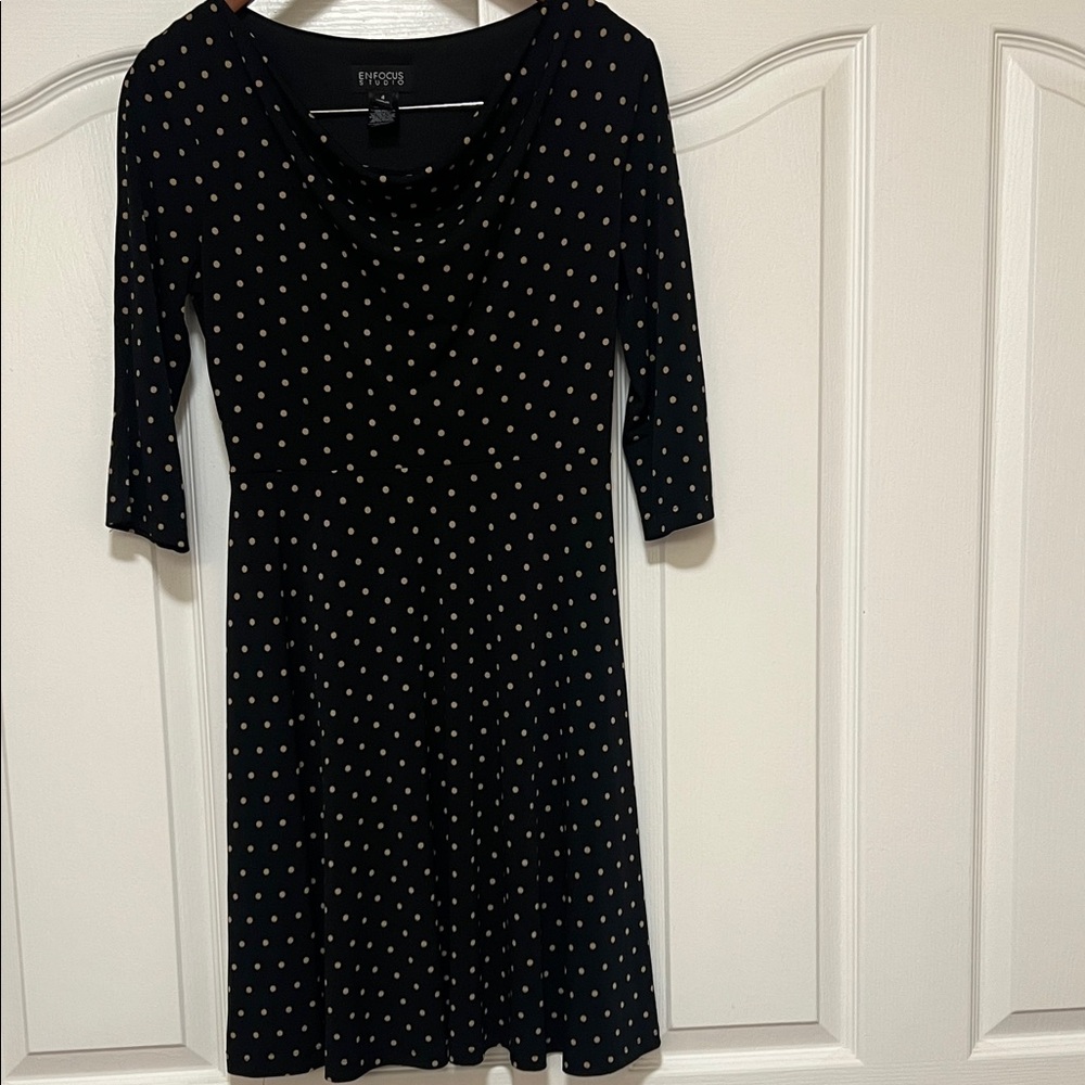 Enfocus Studio Womens Fit & Flare Polka Dot Ultra Comfortable Dress - Size 4